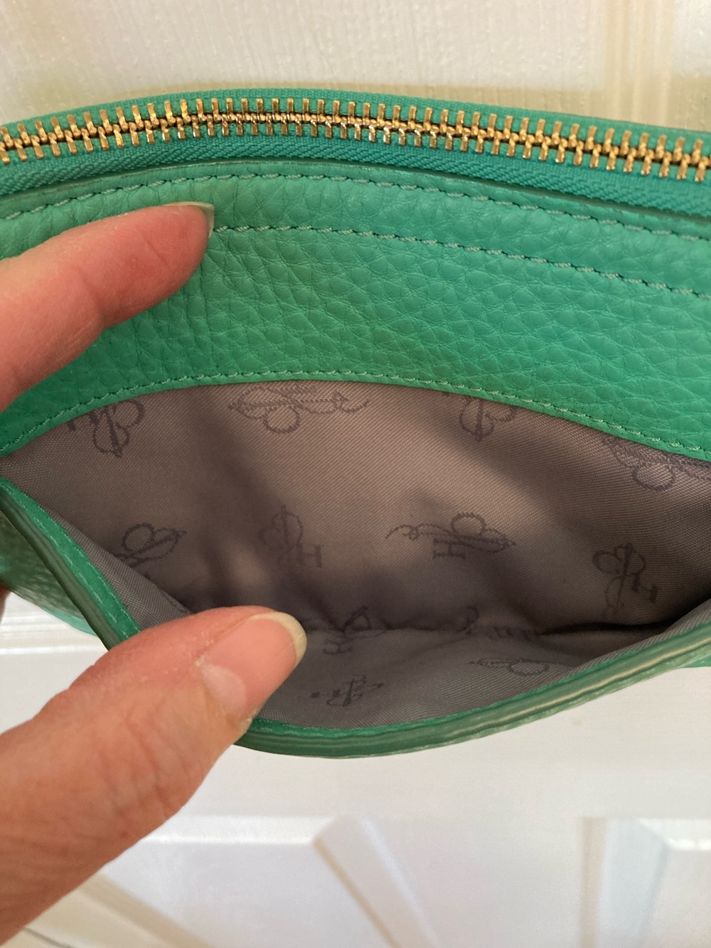 Cole Haan Teal Pebbled Leather Crossbody with Gold-Tone Hardware - Picture 4 of 9